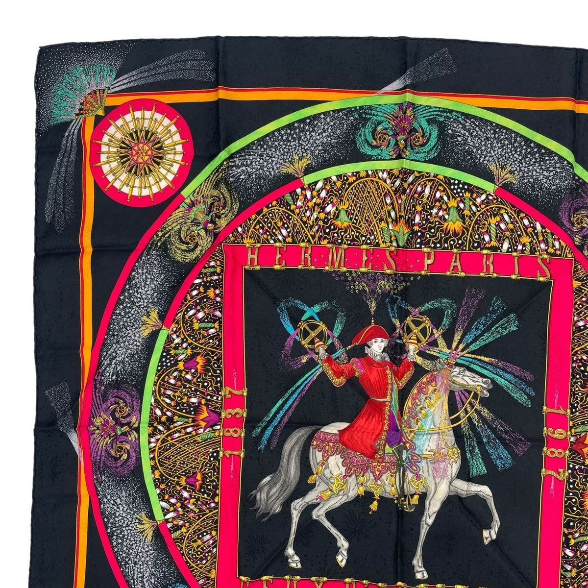 Hermes Scarf Silk Carre 90 Feux D'artifice Black — view 2