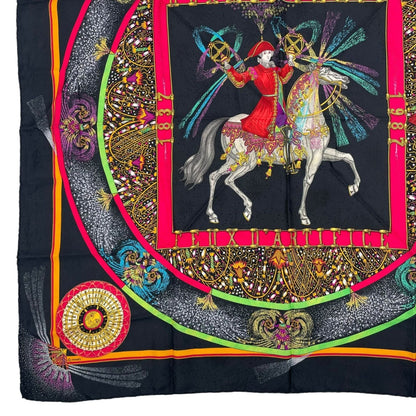 Hermes Scarf Silk Carre 90 Feux D'artifice Black — view 4
