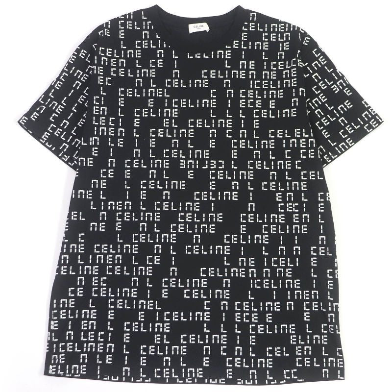 Celine 22 AW 2 O Cotton Digital Logo Print Crew Neck Loose Short Sleeve