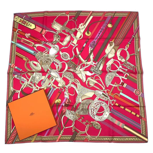 Hermes Carre 90 Scarf Silk Concours D'etriers Pink Box