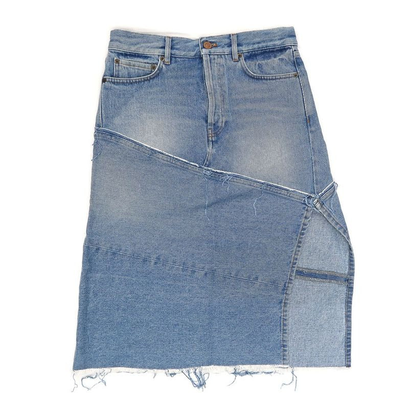 Balenciaga Denim Skirt Light Blue Series 34 100% Cotton Cut-off