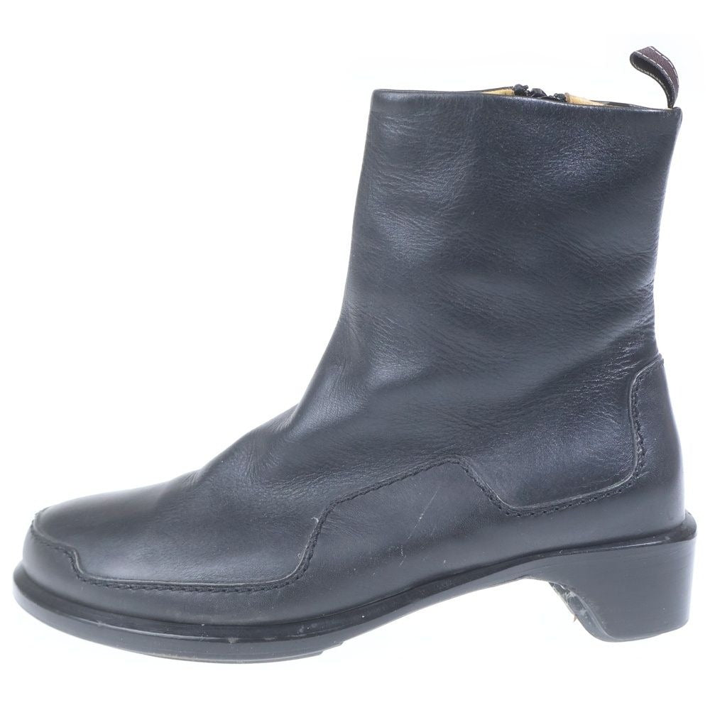 Hermes Side Zip Leather Short Boots Black