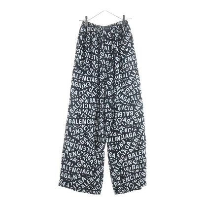 Balenciaga All Over Logo Print Rayon Blend Easy Pants Black