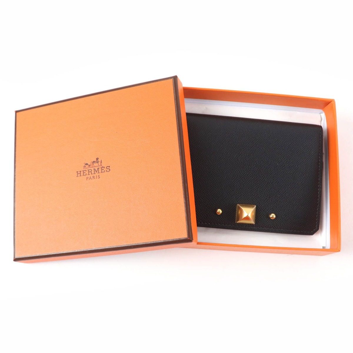Hermes Medle Card Case Vo Madame Gold Black — view 2
