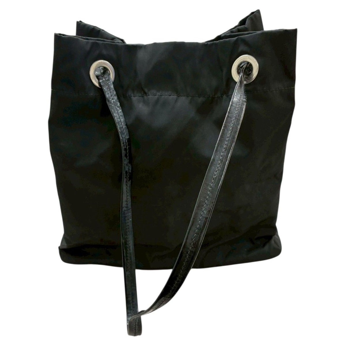 Prada Triangle Logo Tessuto Black Nylon Tote Shoulder Bag — view 2