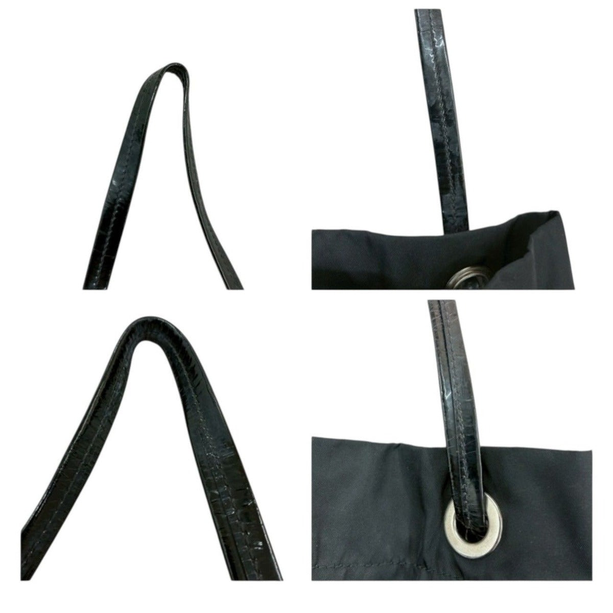 Prada Triangle Logo Tessuto Black Nylon Tote Shoulder Bag — view 6