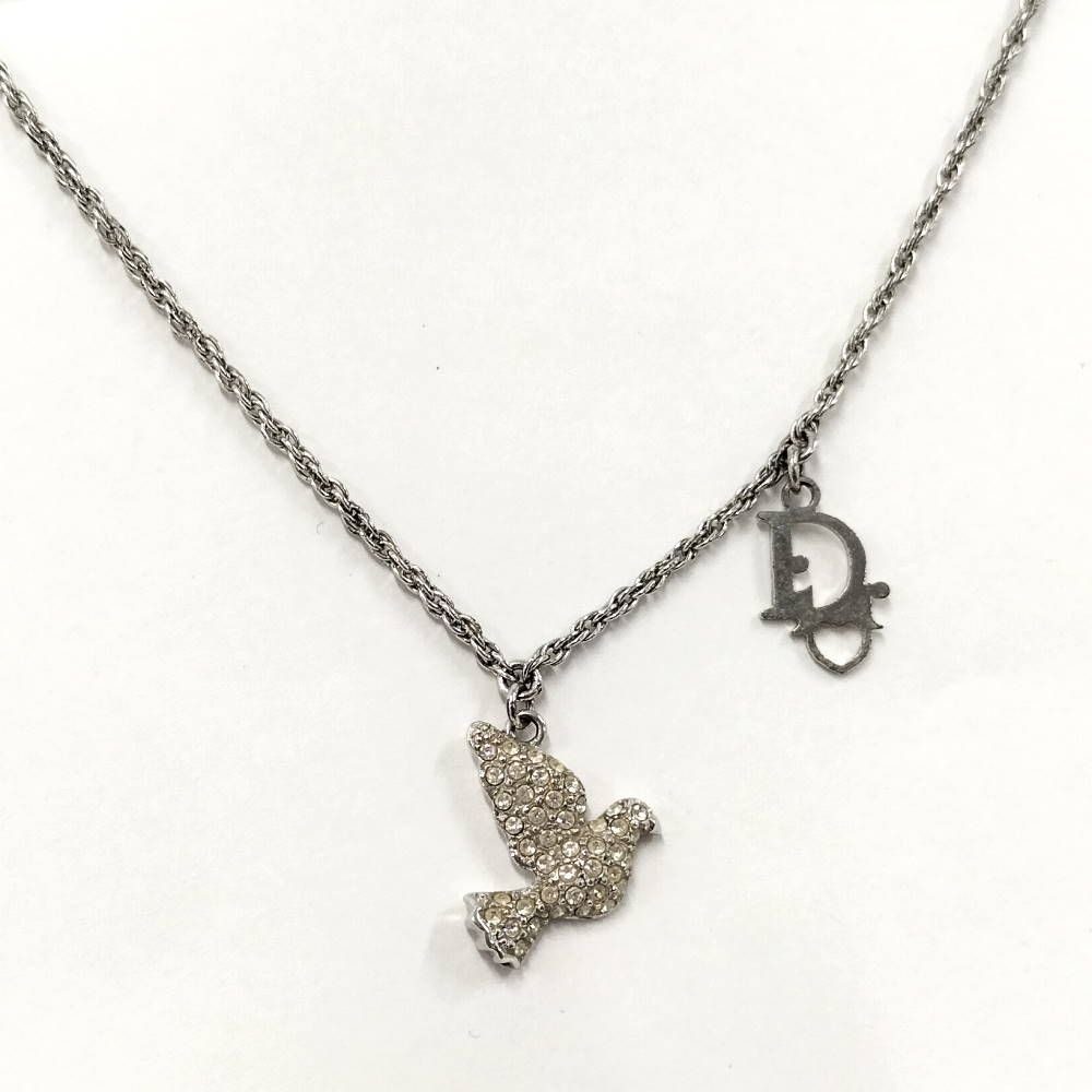 Dior Necklace Bird Line Stone Silver Plated