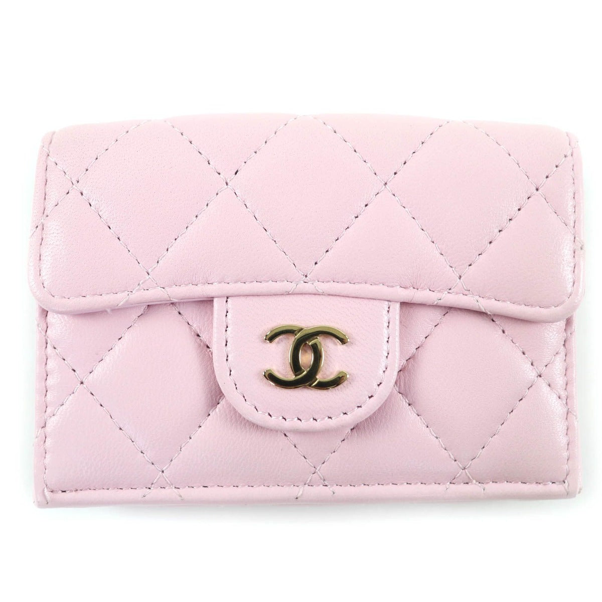 Chanel Lambskin CC Logo Quilted Small Flap Mini Wallet