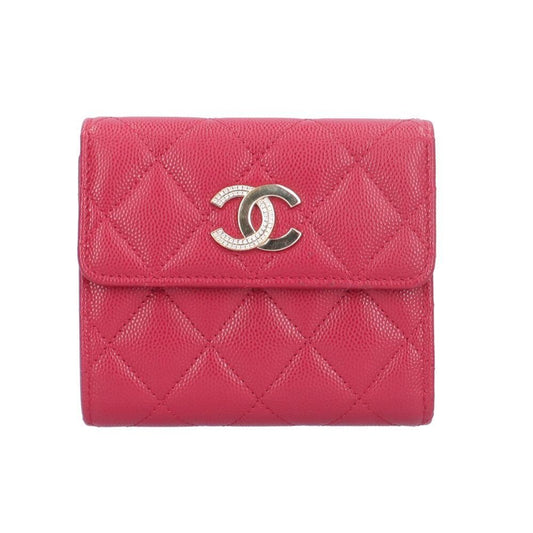 Chanel Quilted Trifold Wallet Caviar Leather
