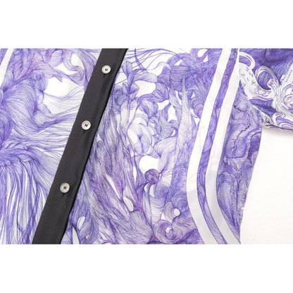 Hermes Blouse Size 34 Short Sleeves All Silk Shirt Over Pattern — view 5