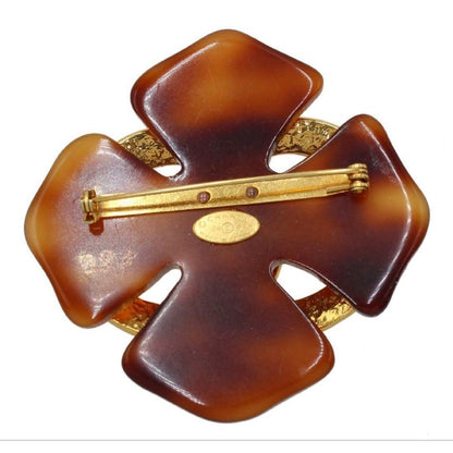 Chanel CC Logo Tortoiseshell Cross Motif Brooch — view 4