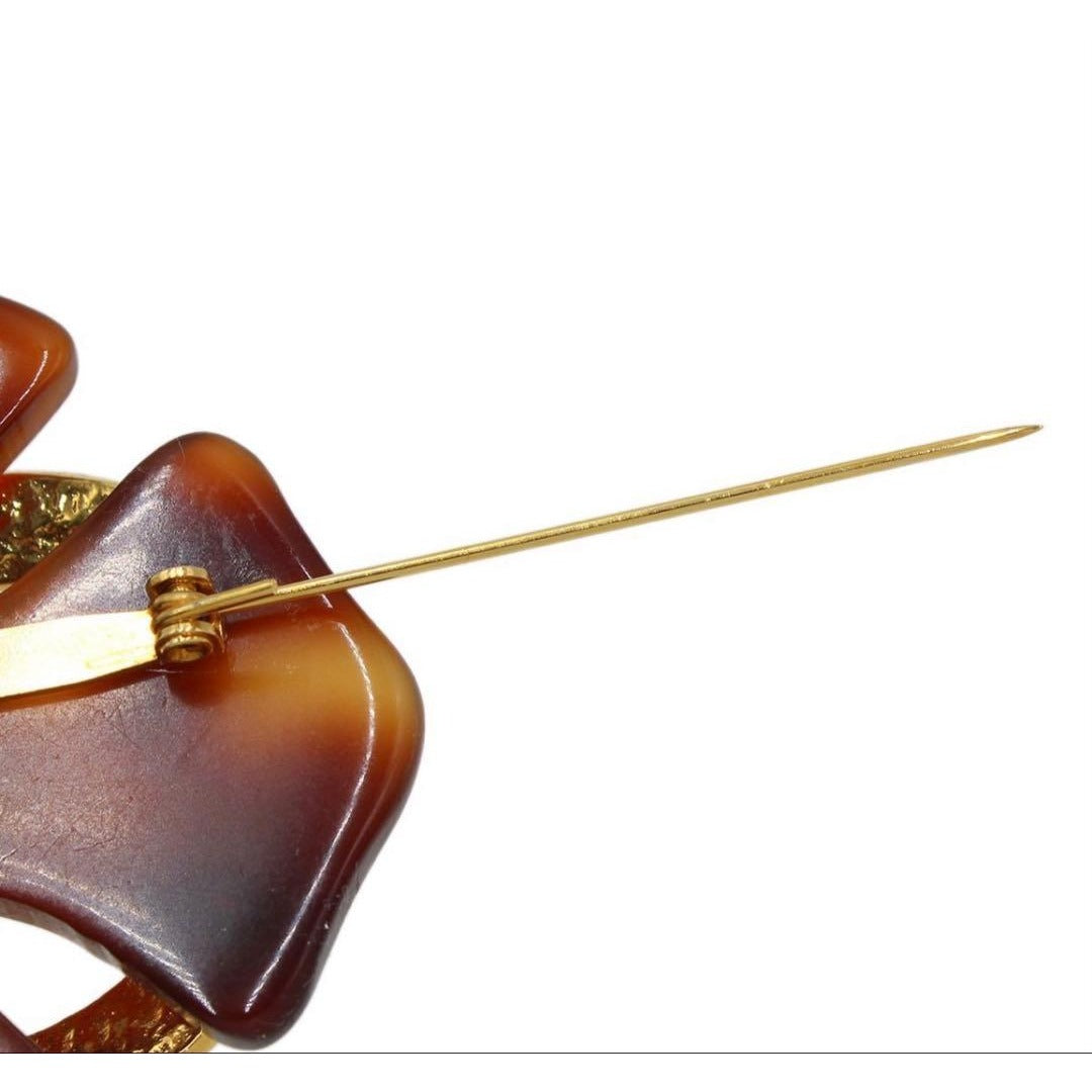 Chanel CC Logo Tortoiseshell Cross Motif Brooch — view 6