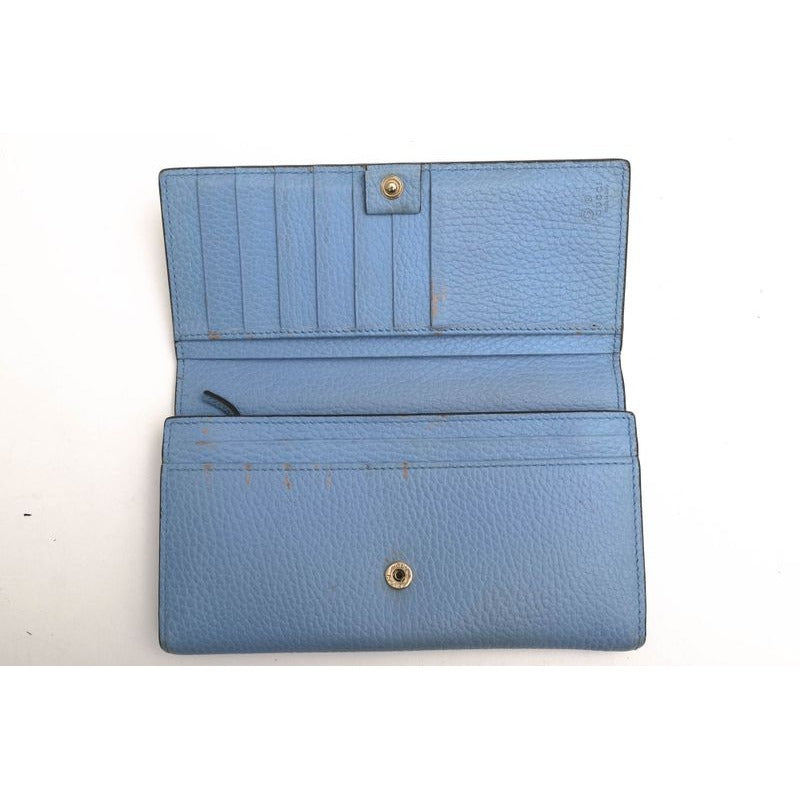 Gucci Long Wallet Women Leather Light Blue — view 5