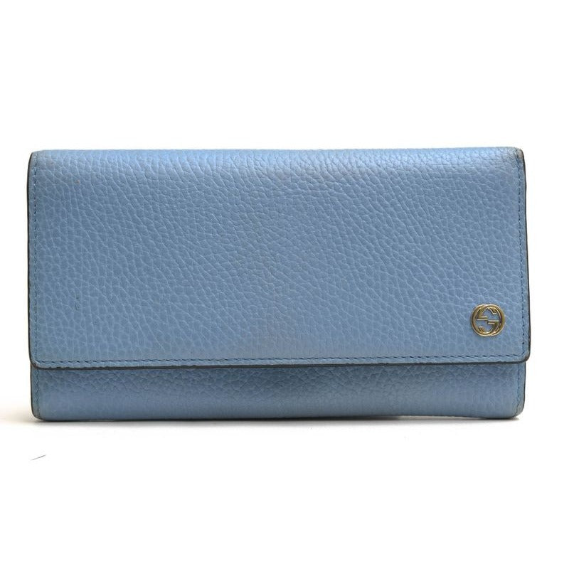 Gucci Long Wallet Women Leather Light Blue