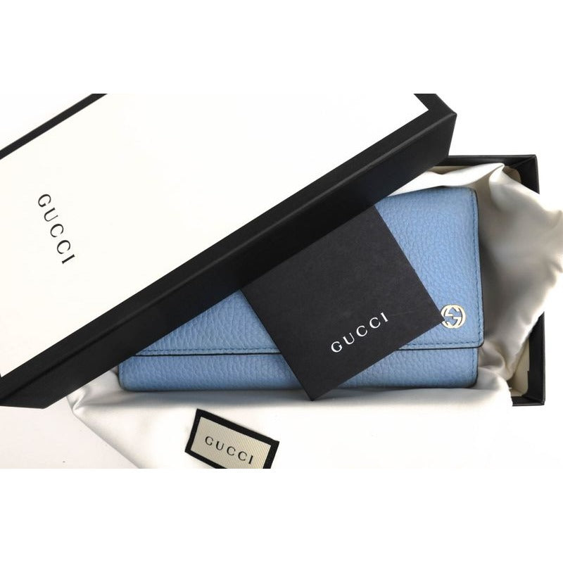 Gucci Long Wallet Women Leather Light Blue — view 9