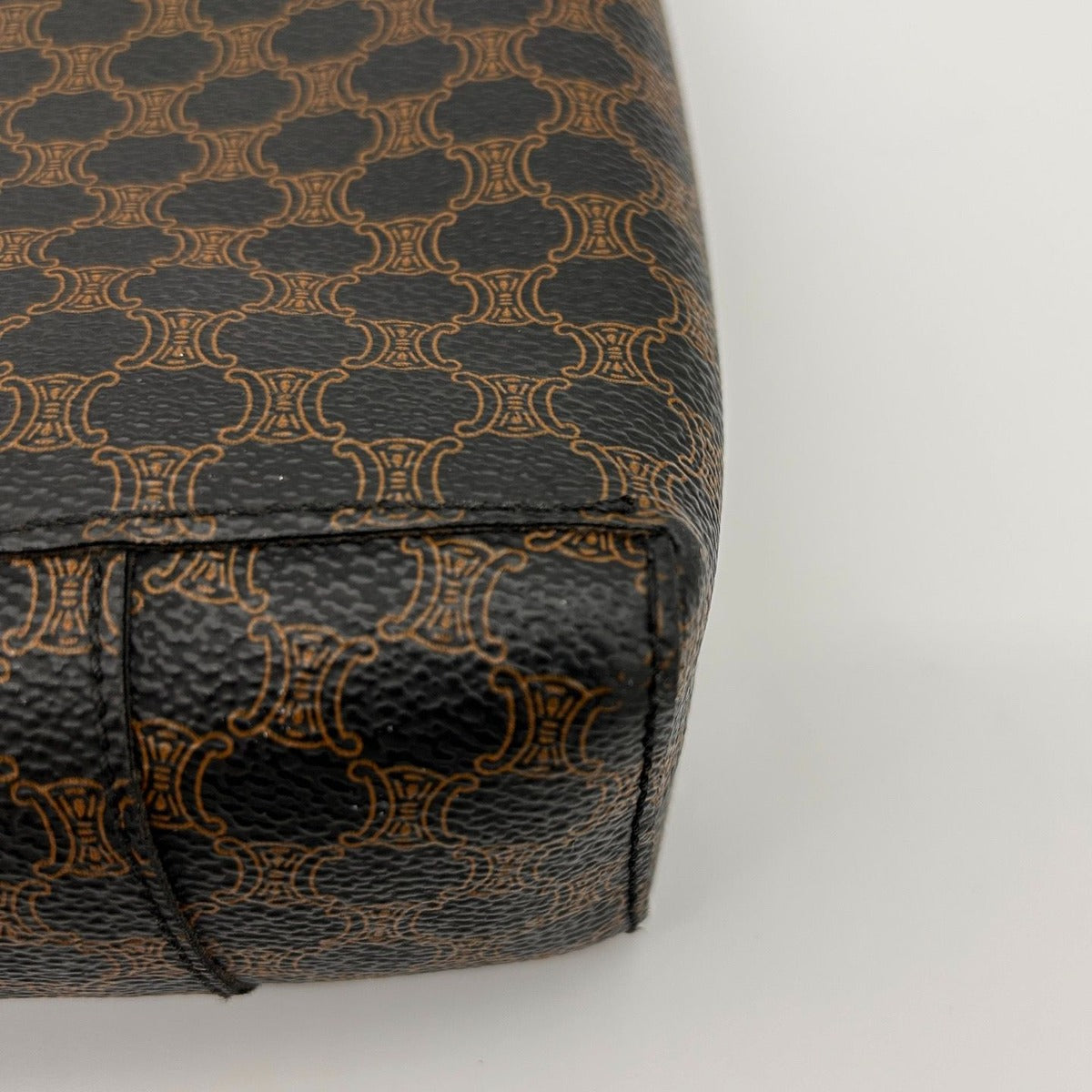 Celine Macadam Blason Logo Handbag Leather Brown Black Gold Triomphe Tote — view 11