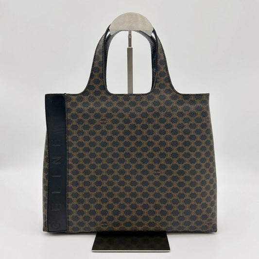 Celine Macadam Blason Logo Handbag Leather Brown Black Gold Triomphe Tote