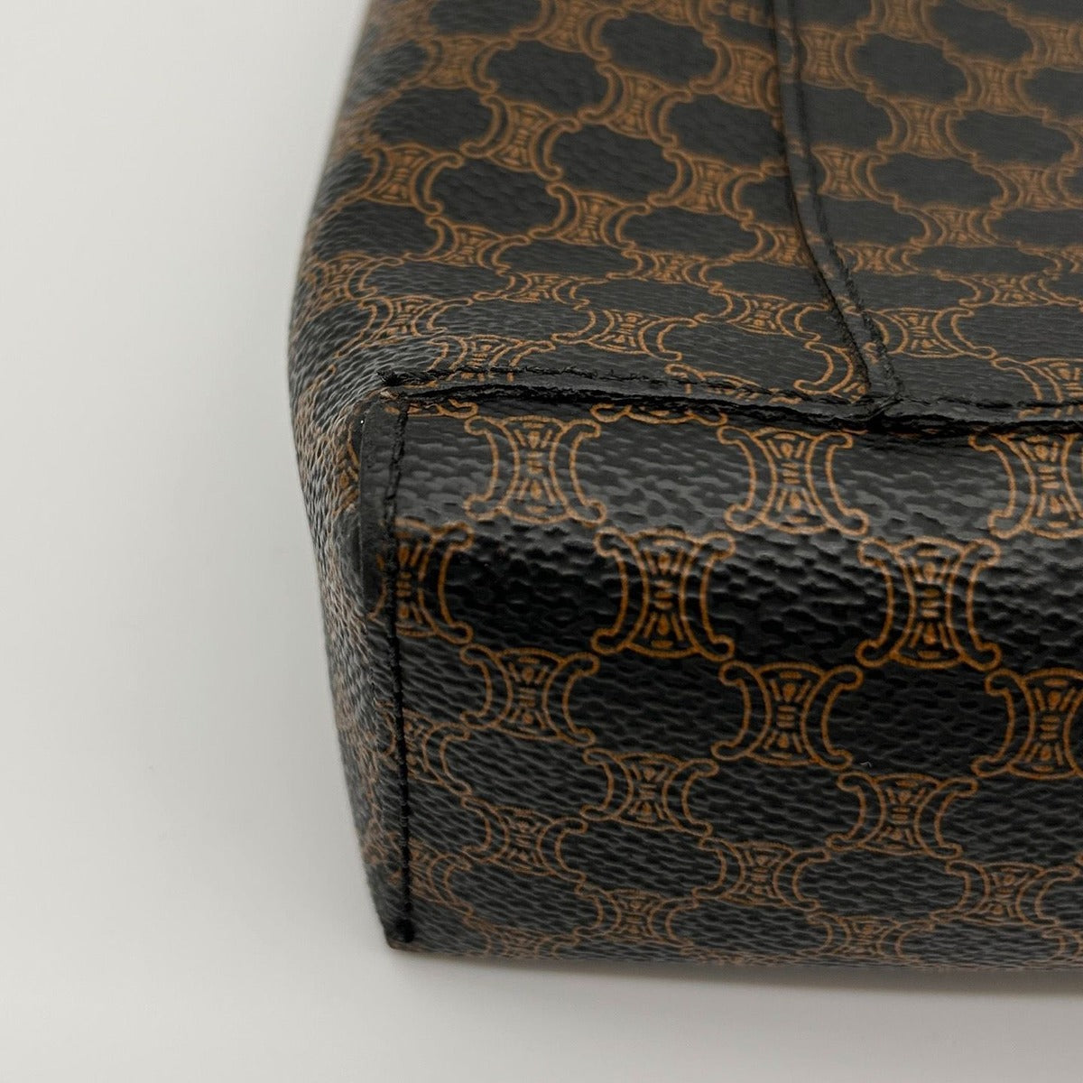 Celine Macadam Blason Logo Handbag Leather Brown Black Gold Triomphe Tote — view 10
