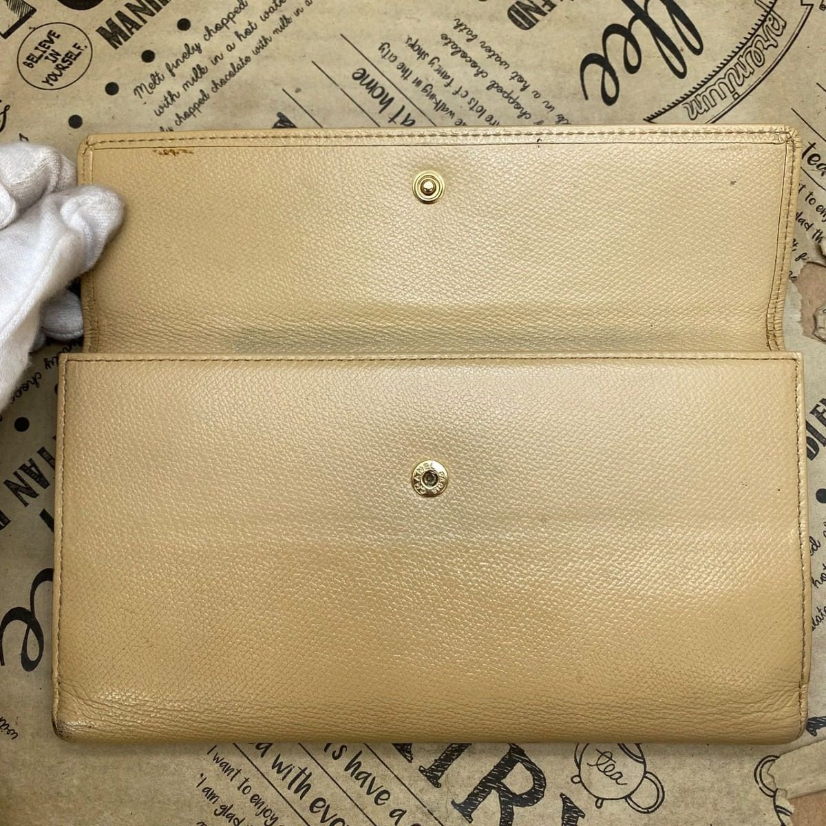 Chanel Wallet Coco Button Hook Bifold Beige Card Billfold — view 10
