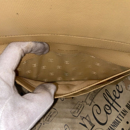 Chanel Wallet Coco Button Hook Bifold Beige Card Billfold — view 14