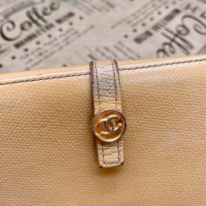 Chanel Wallet Coco Button Hook Bifold Beige Card Billfold — view 16