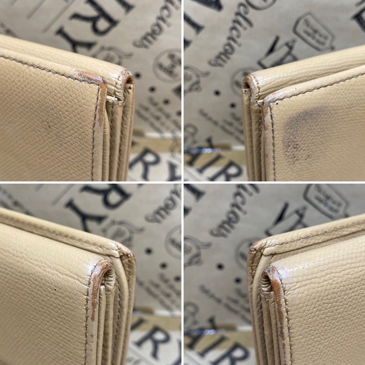 Chanel Wallet Coco Button Hook Bifold Beige Card Billfold — view 7