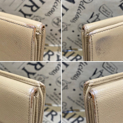 Chanel Wallet Coco Button Hook Bifold Beige Card Billfold — view 7