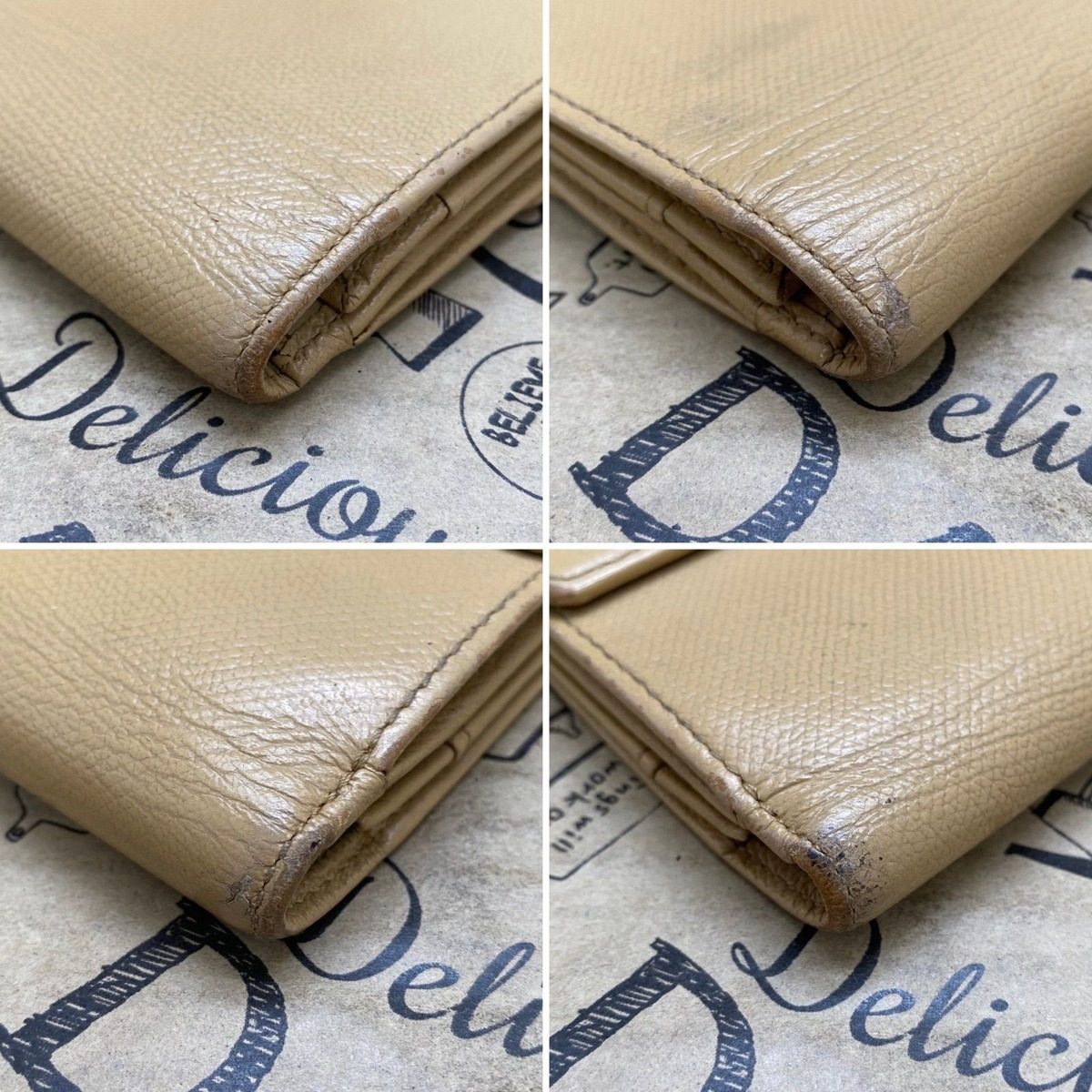 Chanel Wallet Coco Button Hook Bifold Beige Card Billfold — view 8