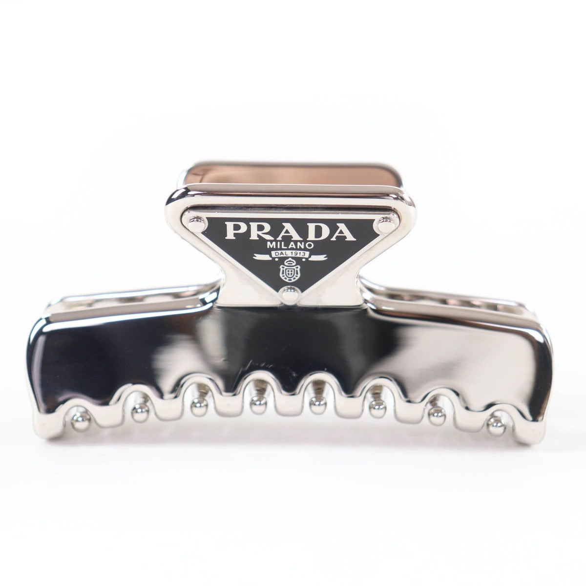 Prada Triangle Logo Hair Clip Vance Silver — view 2