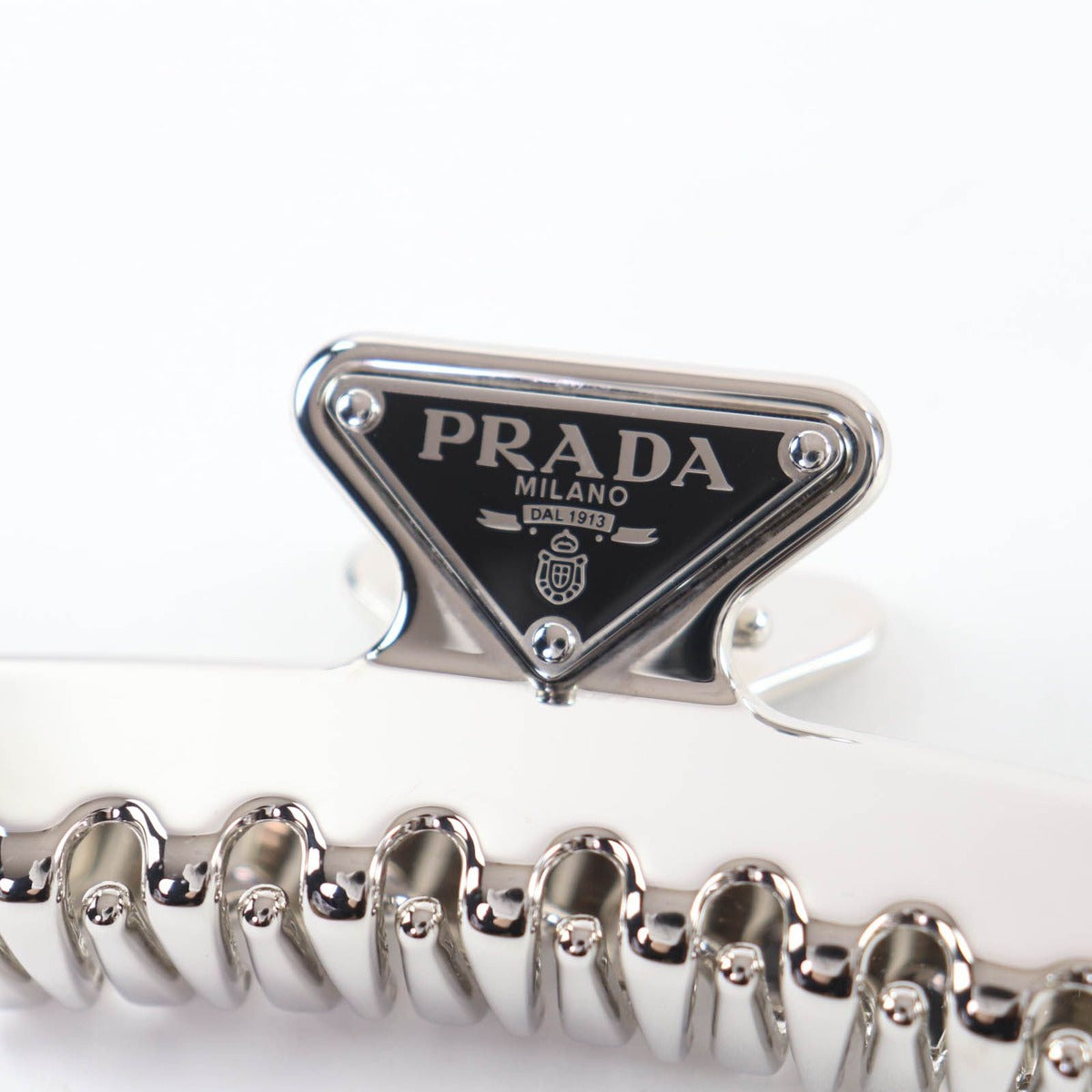 Prada Triangle Logo Hair Clip Vance Silver — view 5