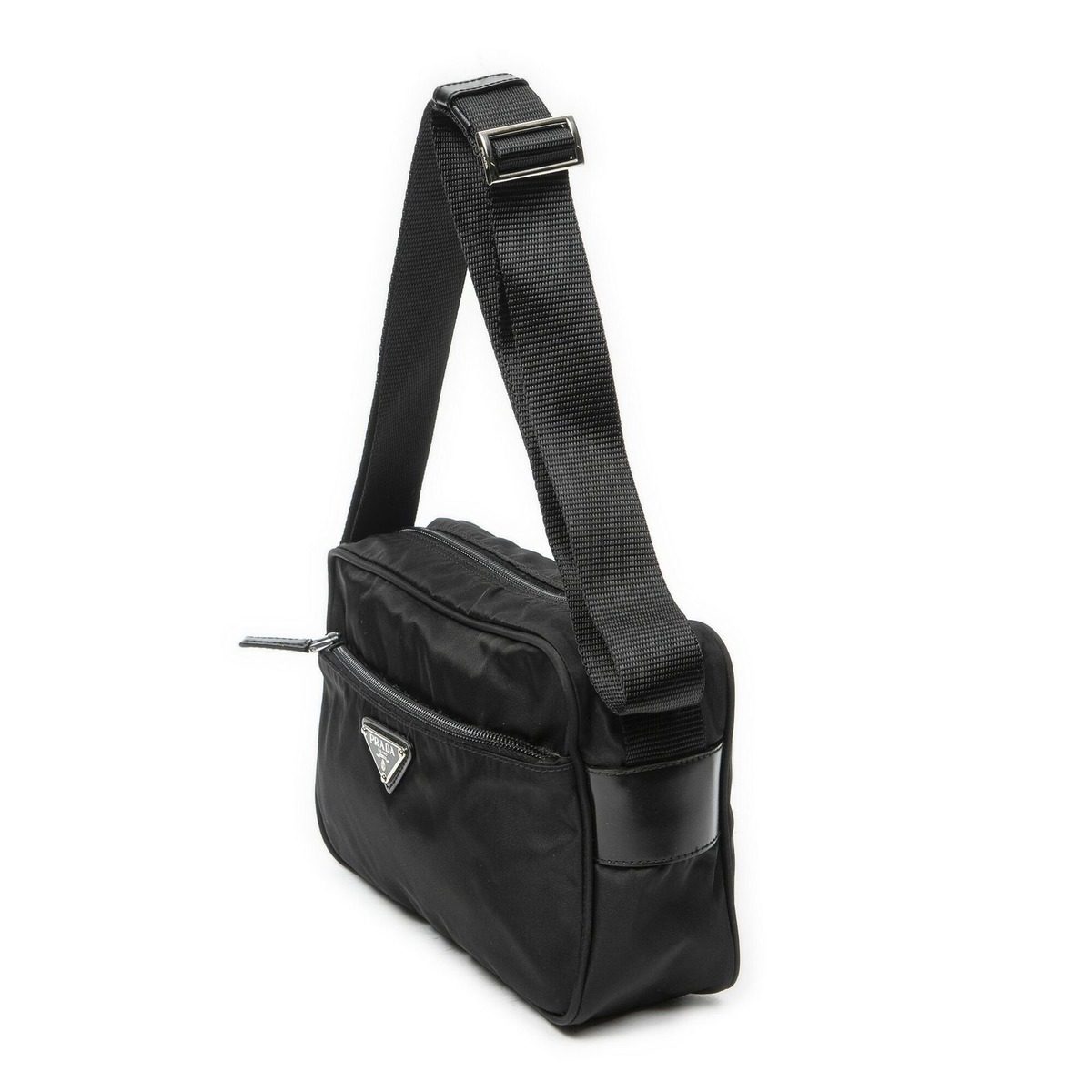 Prada Front Zip Camera Crossbody Black Nylon Canvas — view 2