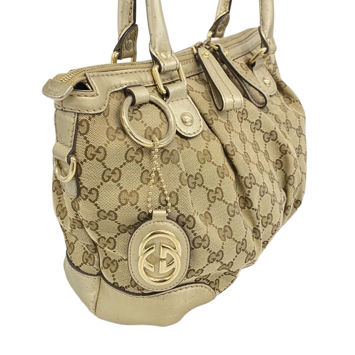 Gucci Tote GG Canvas Ski Brown Champagne Gold — view 2