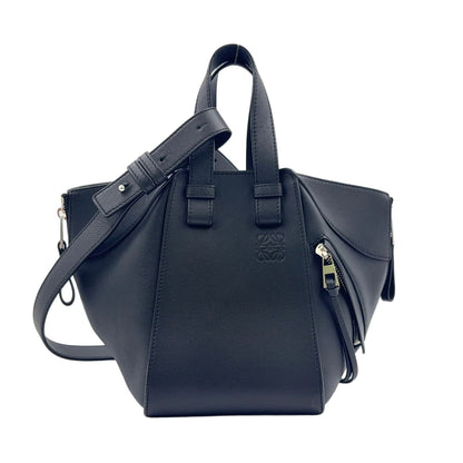 Loewe New Arrivals Hammock Compact Calfskin Black Shoulder Bag Silver
