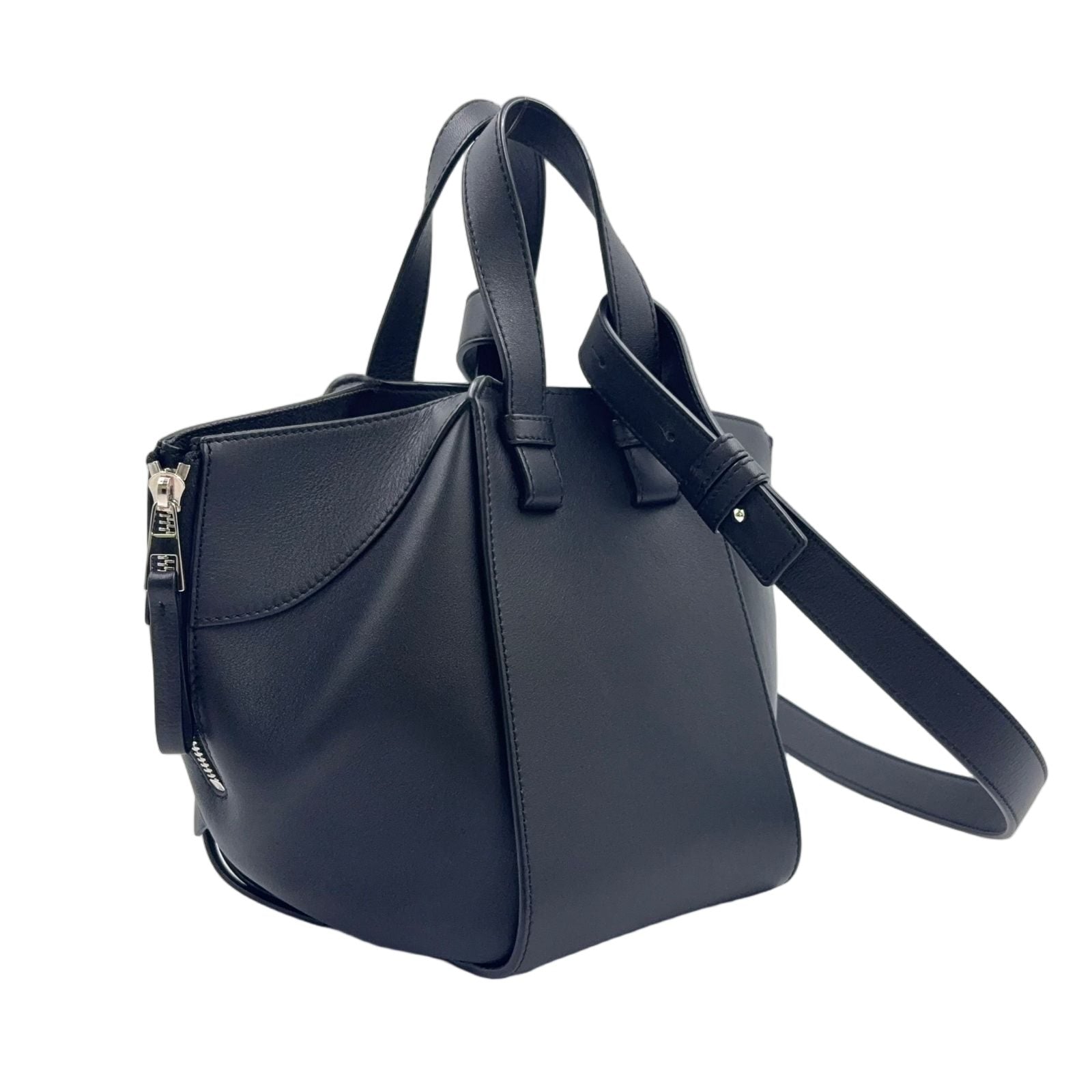 Loewe New Arrivals Hammock Compact Calfskin Black Shoulder Bag Silver — view 2