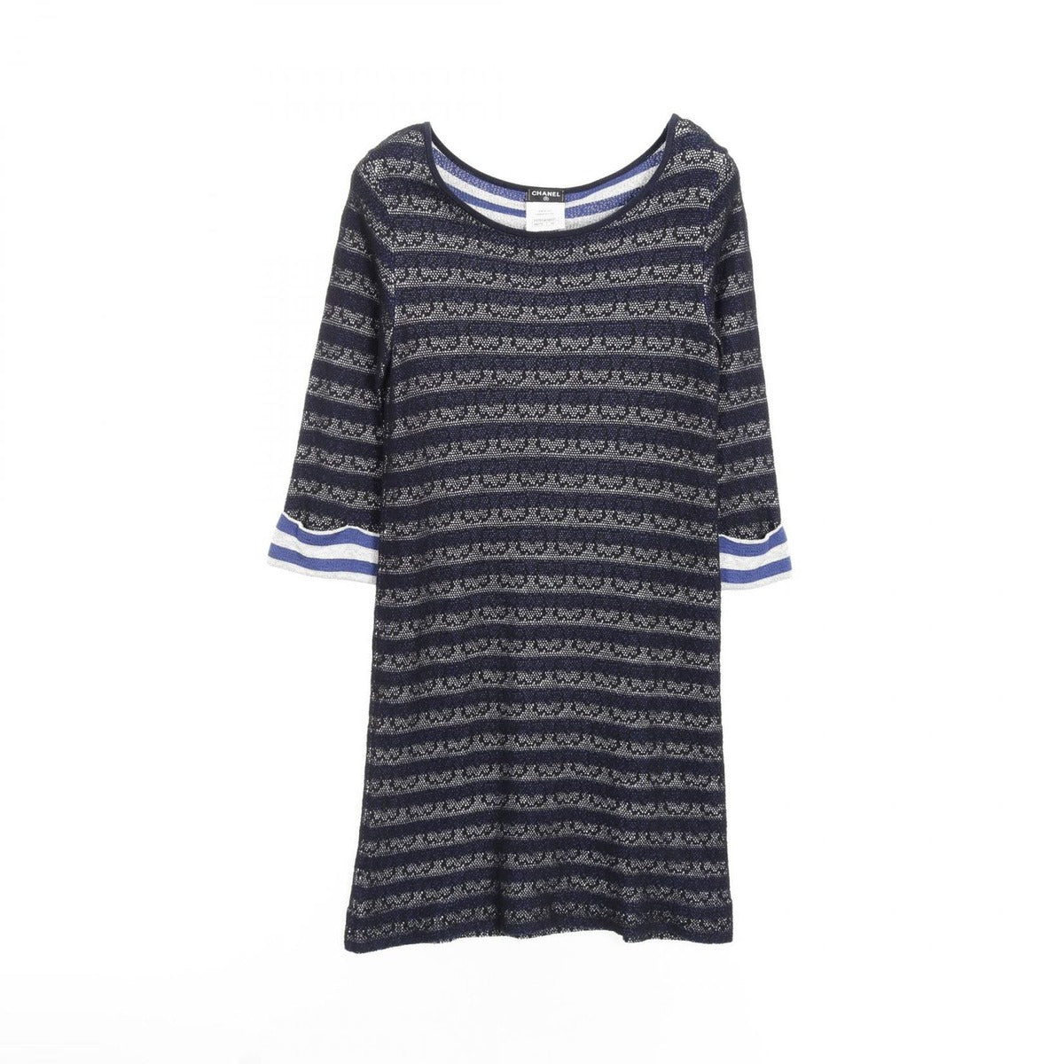 Chanel Dress Cotton Rayon Black Blue. Gray