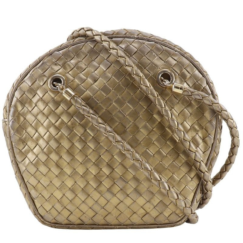 Bottega Veneta Intrecciato Calf Gold Women's Shoulder Bag