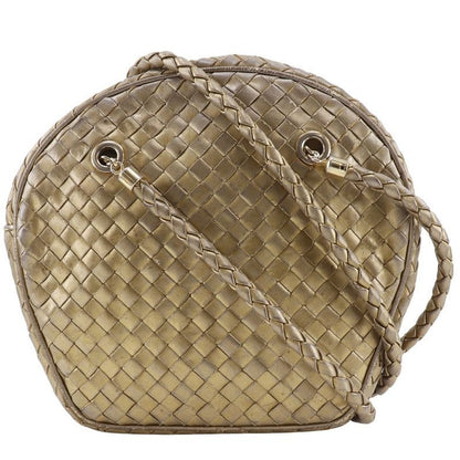 Bottega Veneta Intrecciato Calf Gold Women's Shoulder Bag