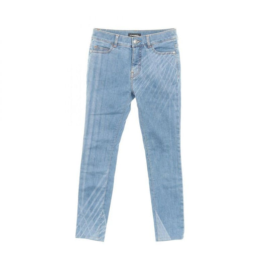 Chanel Denim Pants Coco Mark Button Blue Cotton