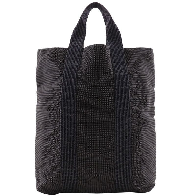 Hermes Her Line Cabas Tote Bag Nylon Canvas Gray Unisex Handbag