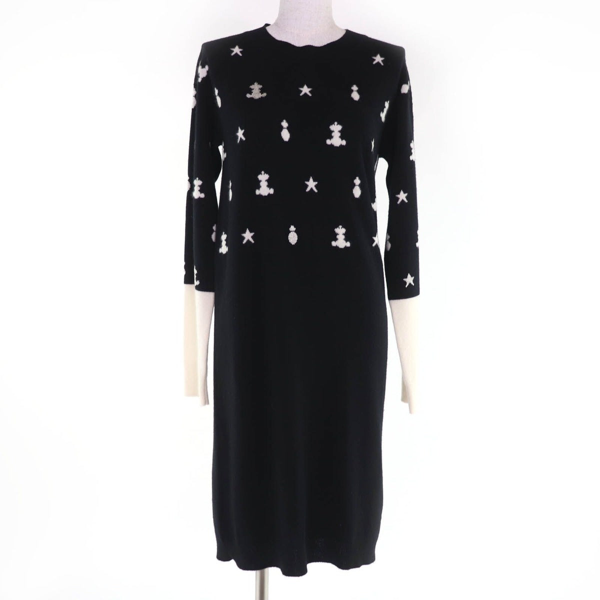 Hermes Poste Et Cavalerie Saber Decorative Bag Cashmere Long Sleeve Knit Dress