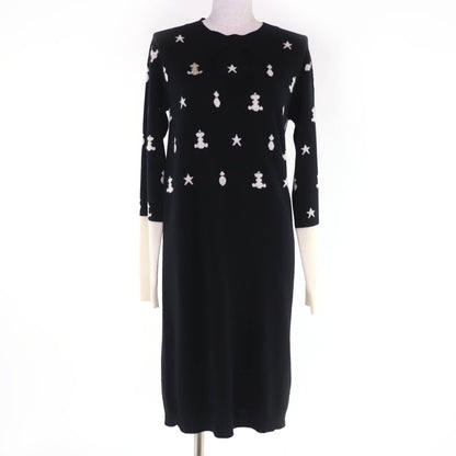 Hermes Poste Et Cavalerie Saber Decorative Bag Cashmere Long Sleeve Knit Dress