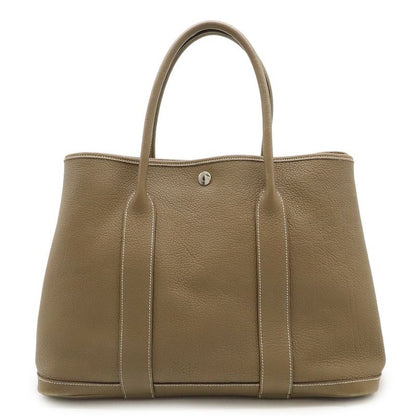 Hermes Garden Party PM Tote Handbag Negonda Leather Etoupe Glazed Silver