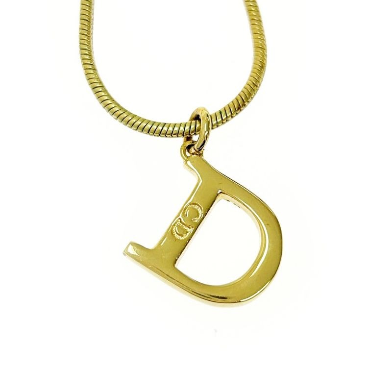 Christian Dior GP D Logo Necklace Gold