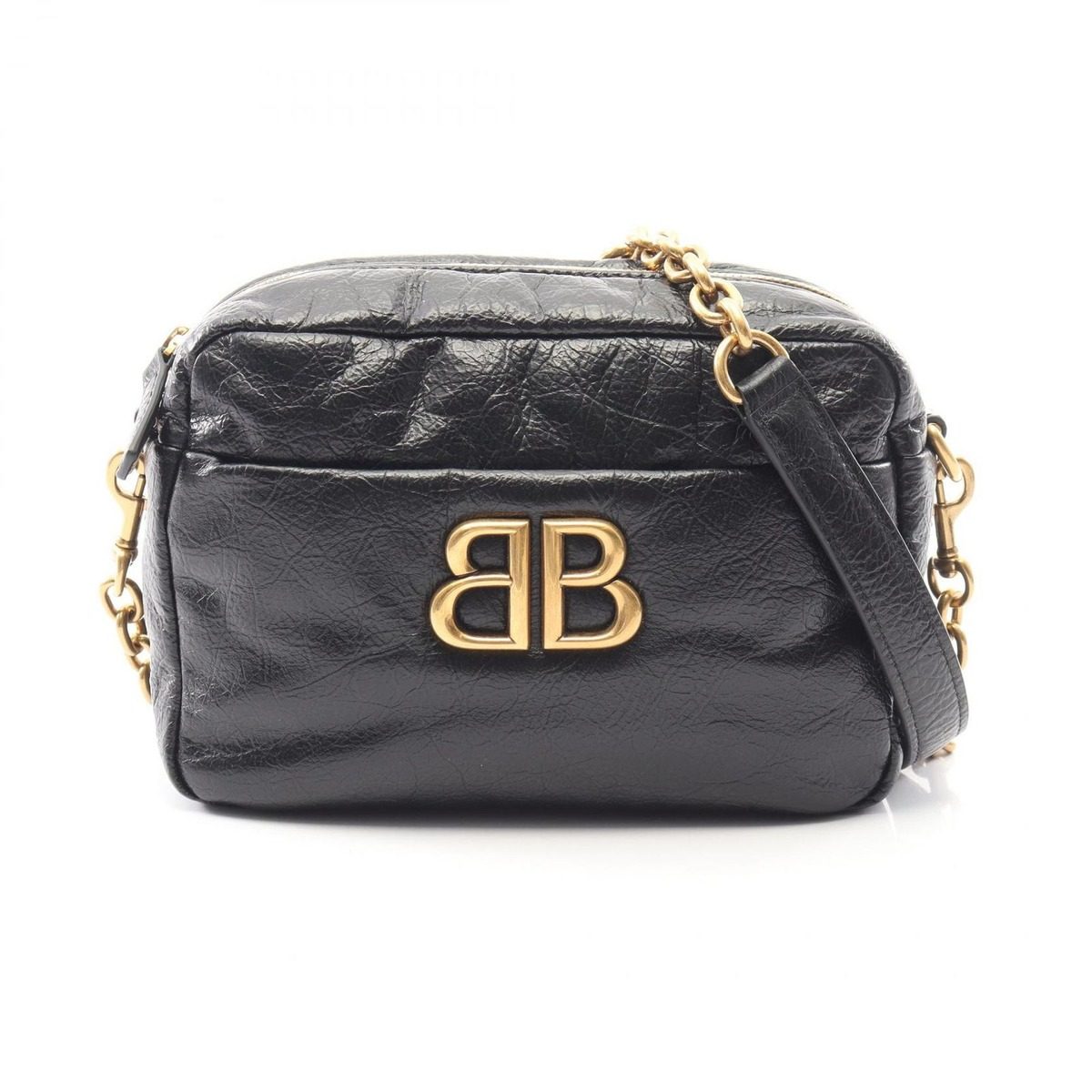Balenciaga Shoulder Bag Monaco XS Black Leather Chain