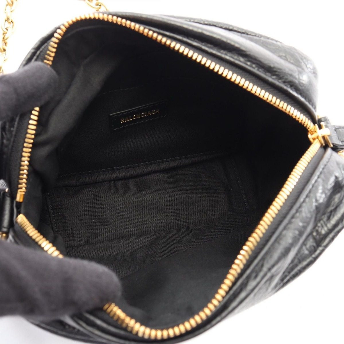 Balenciaga Shoulder Bag Monaco XS Black Leather Chain — view 3