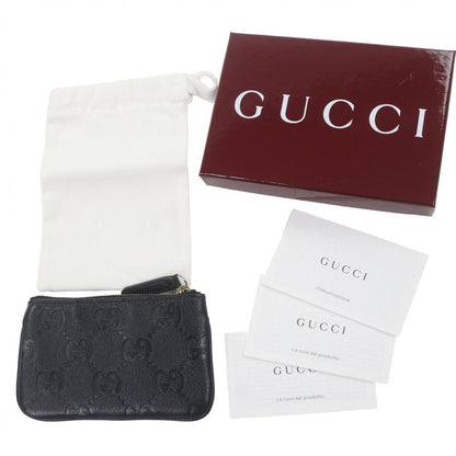 Gucci Leather GG Emblem Key Pouch Coin Case Black Gold Box Stora — view 2