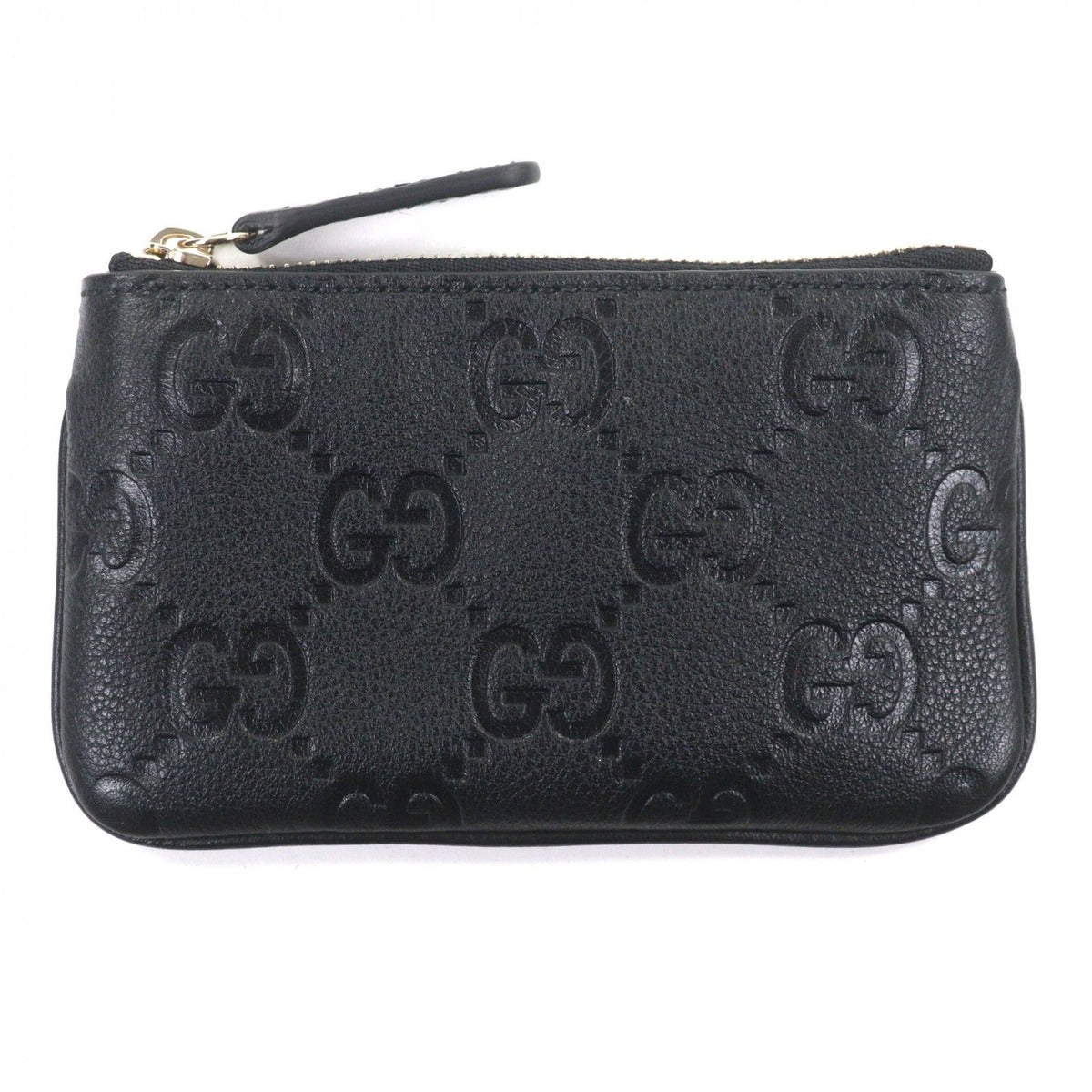 Gucci Leather GG Emblem Key Pouch Coin Case Black Gold Box Stora — view 3