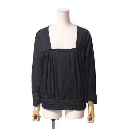 Christian Dior Blouse Size 44 Gathered Long Sleeve Shirt Square Neck