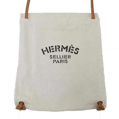 Hermes Aline Toile Chevron PM Toileche Blanc 2-Way Shoulder Backpack Beige