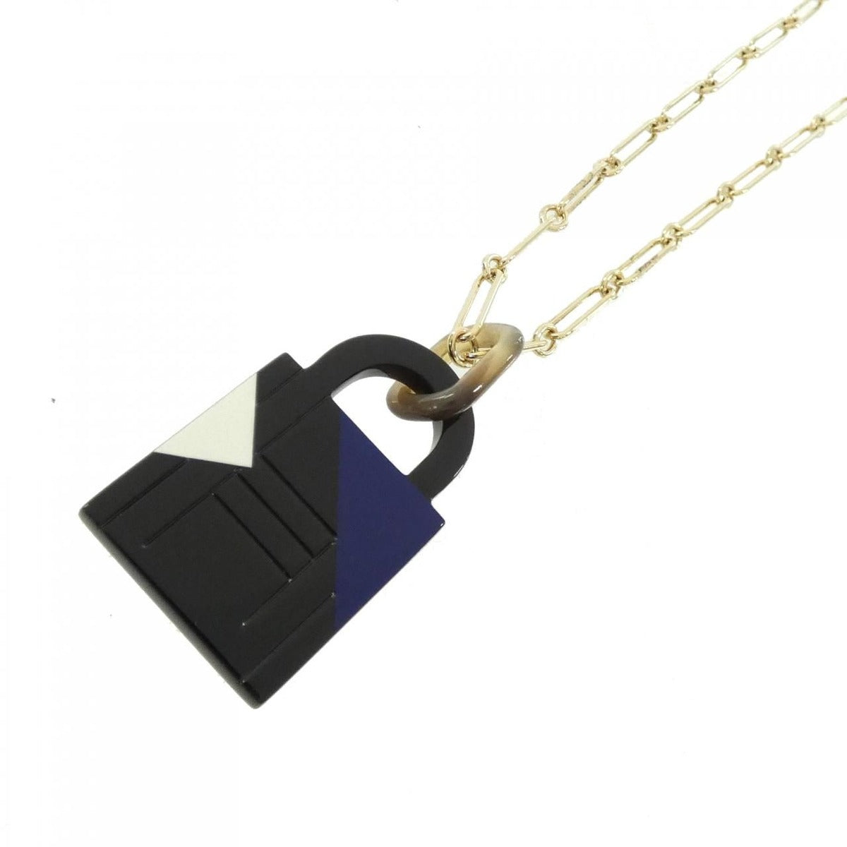 Hermes Amulet Lacquer Padlock GM Necklace Soir Perma Brass